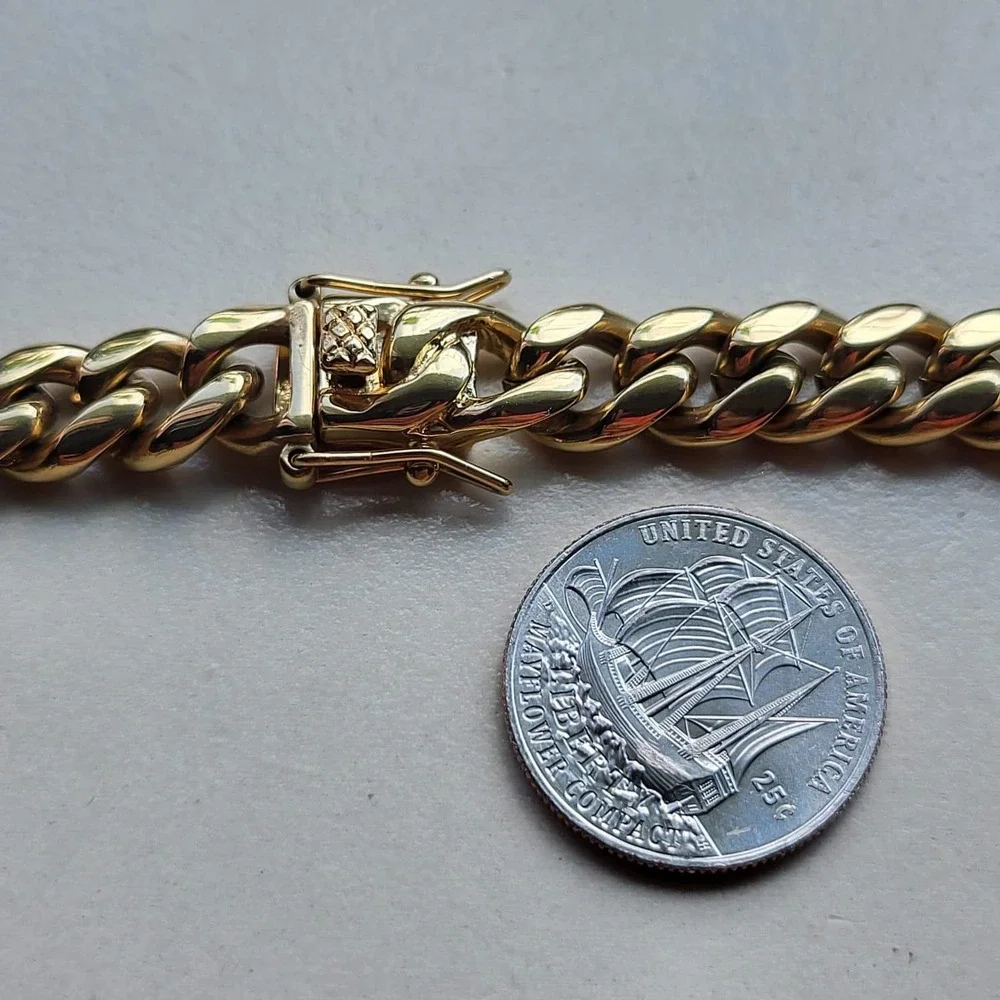 14K Gold Plated Stainless Steel Cuban Link Necklace 10mm Gold Chain